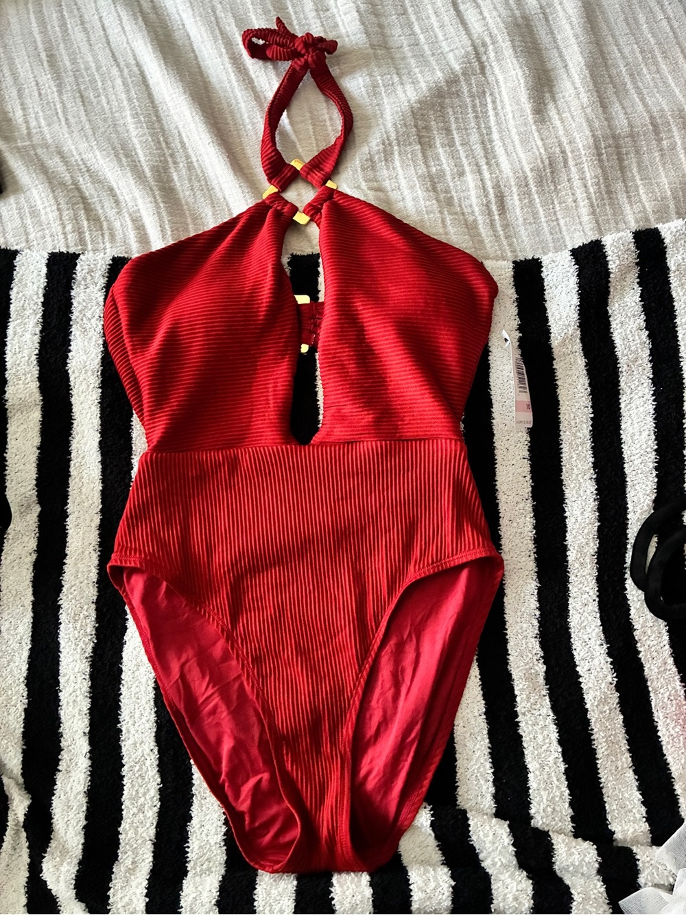 Anne Cole Studio My Goddess Sexy Deep Red Gold Halter One Piece Swimsuit, 10 NEW - Picture 3 of 8